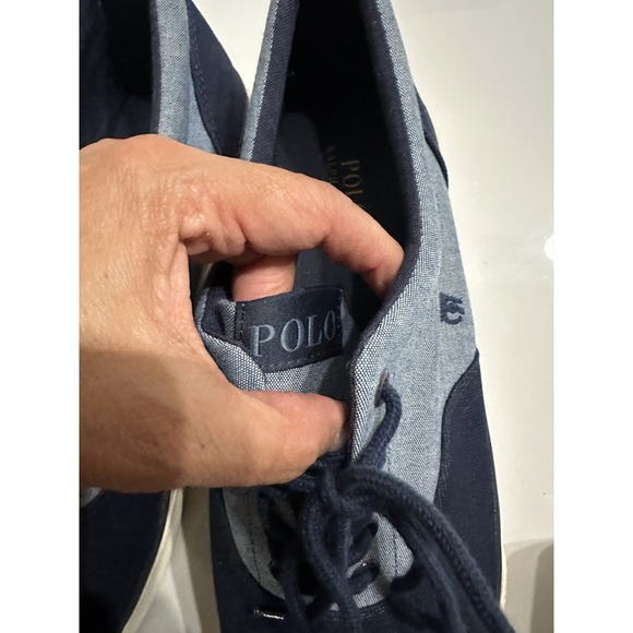 Polo RAlph Lauren Men Forestmont Saddle Canvas Chambray Loafer Size 12 Blue - Picture 5 of 8